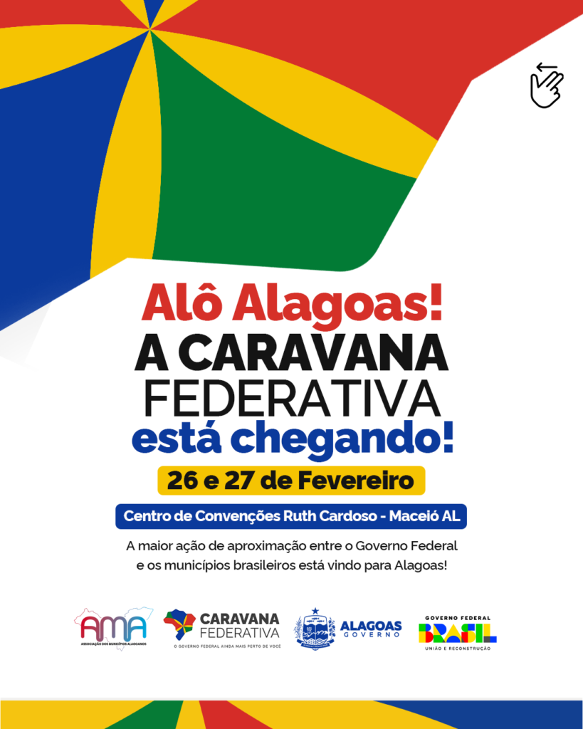 Equipes municipais podem se inscrever para a Caravana Federativa que acontece na próxima semana em Alagoas